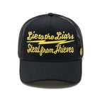 Cult's Mesh Back Trucker Hat "Lie To The Liars" In Black/Yellow 626BC-CH66A