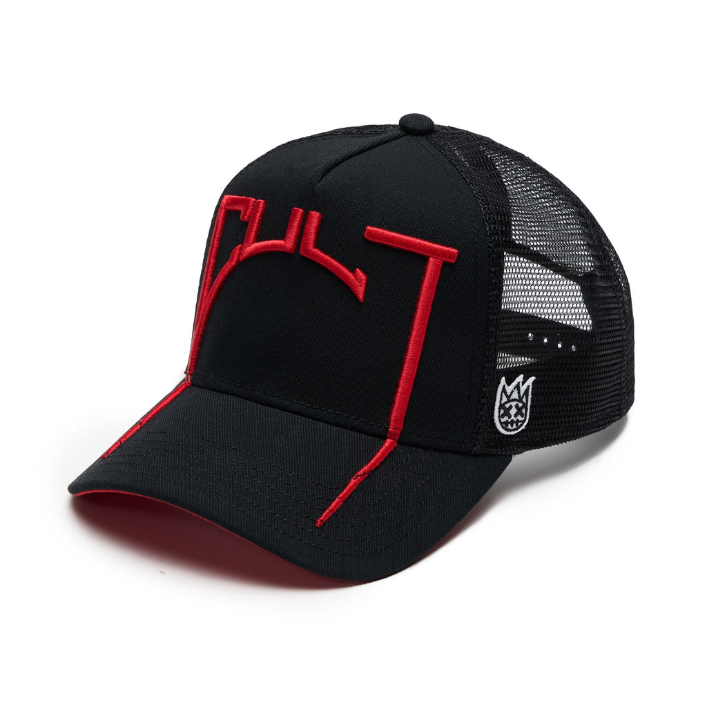 Cult's Logo Mesh Back Trucker Hat "Cult Arch" in Black 625BC-CH53A