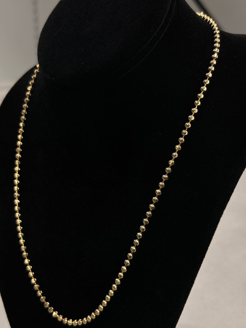 Classic 14k Gold Bead Moon cut Chain Necklace