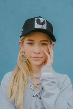 GOLD STAR HAT - NEW ROOSTER BLACK TRUCKER HAT