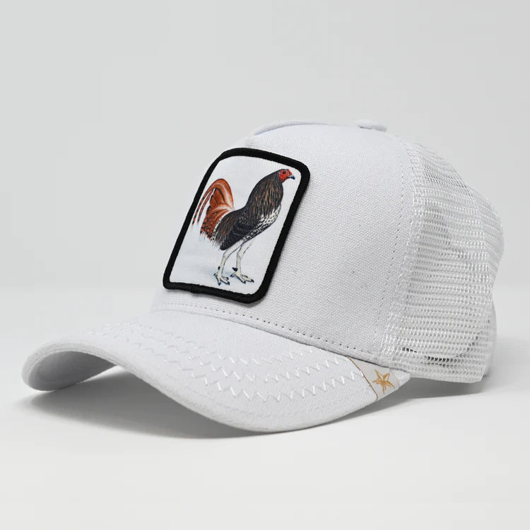 GOLD STAR HAT - NEW ROOSTER WHITE TRUCKER HAT