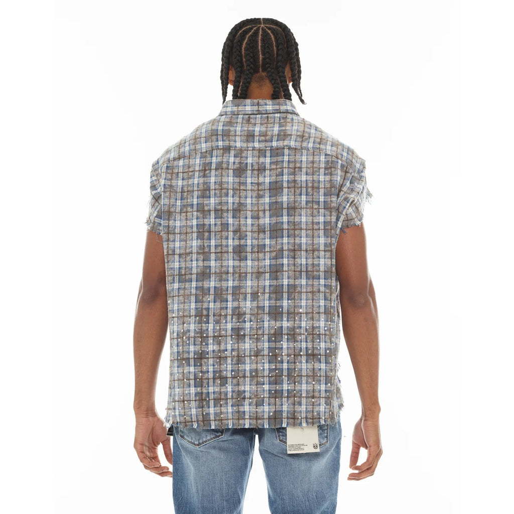 Cult's Sleeveless Woven Shirt in Sky Blue  626A4-WS79A