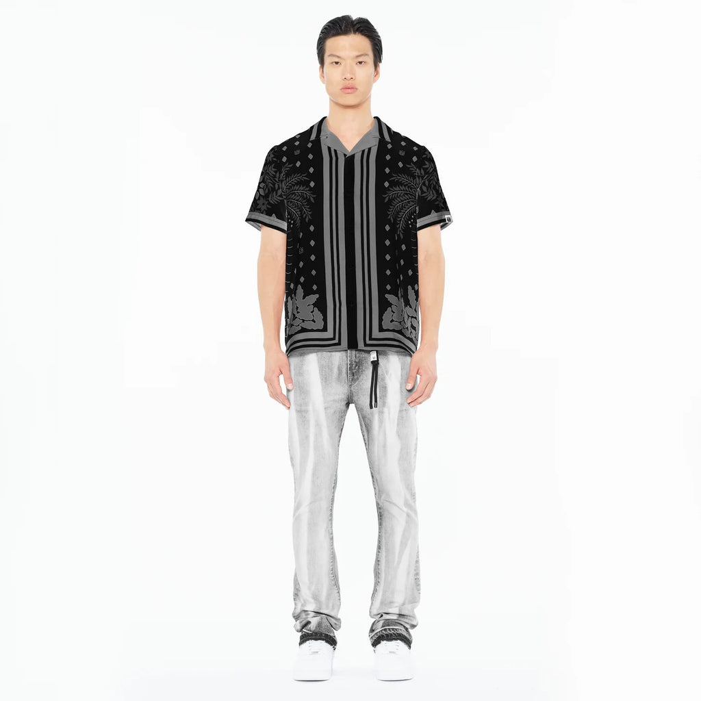 Cult's Cuban Short Sleeve Shirt in Black Retro