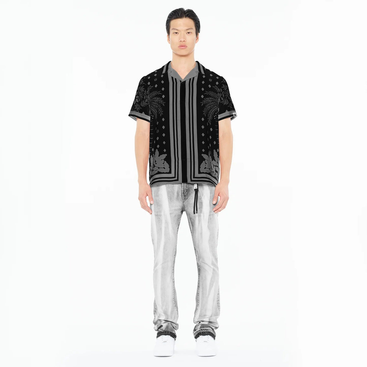 Cult's Cuban Short Sleeve Shirt in Black Retro