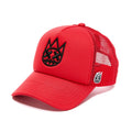 Clean Shimuchan Logo Mesh Back Trucker Hat in Risk Red